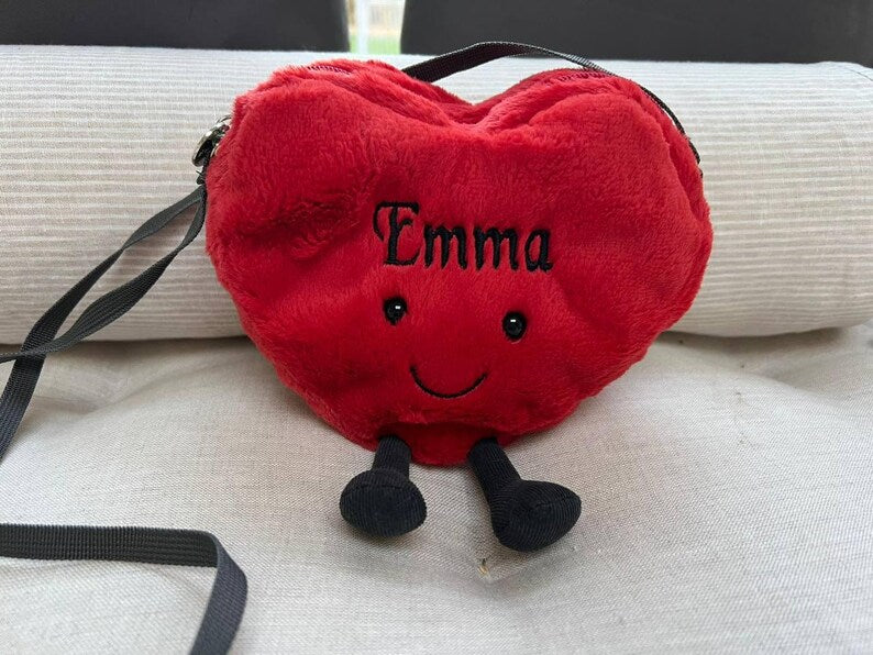 Personalised Kid Plush Red Heart Bag Shoulder