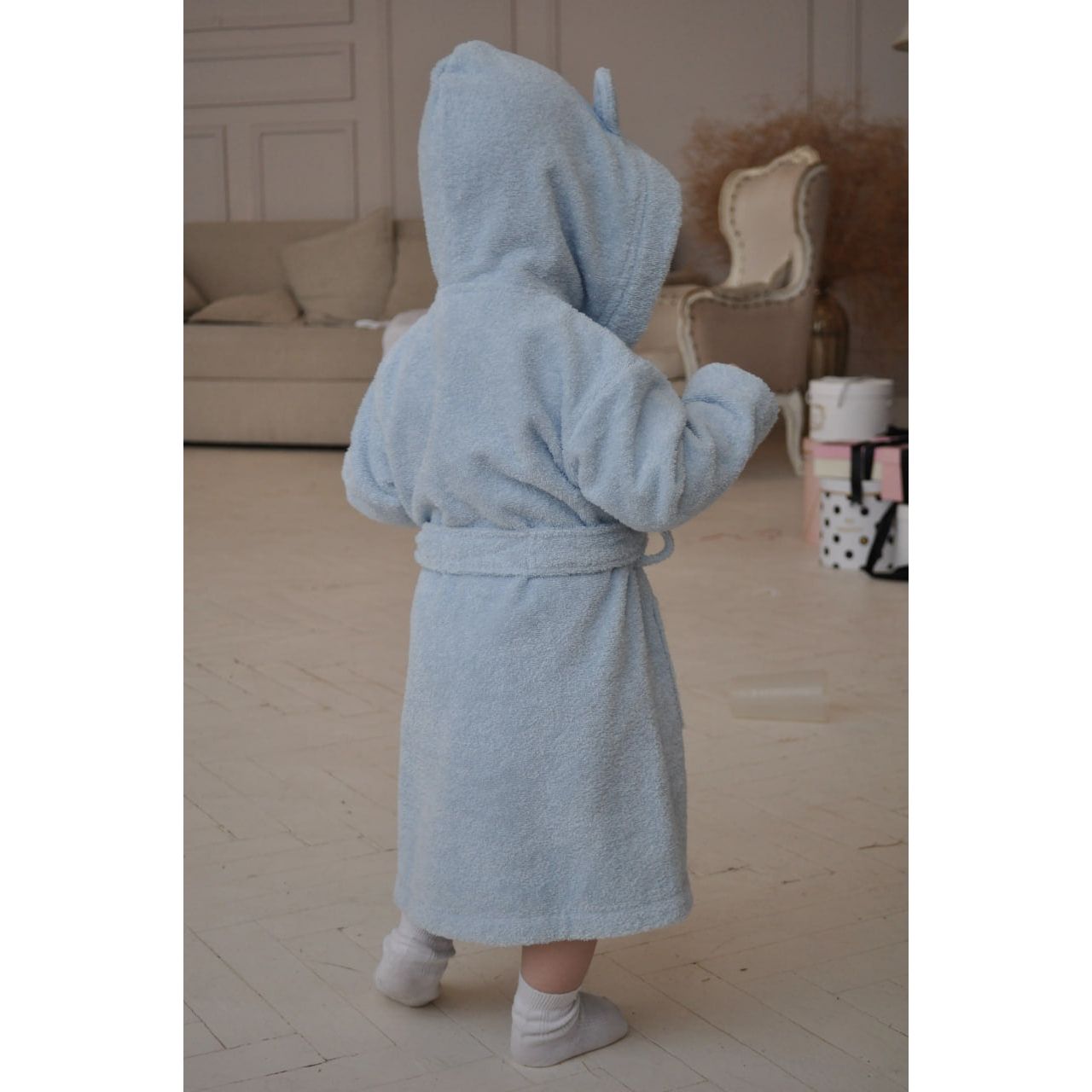 Personalised Light Blue Teddy Bear Cotton Dressing Gown