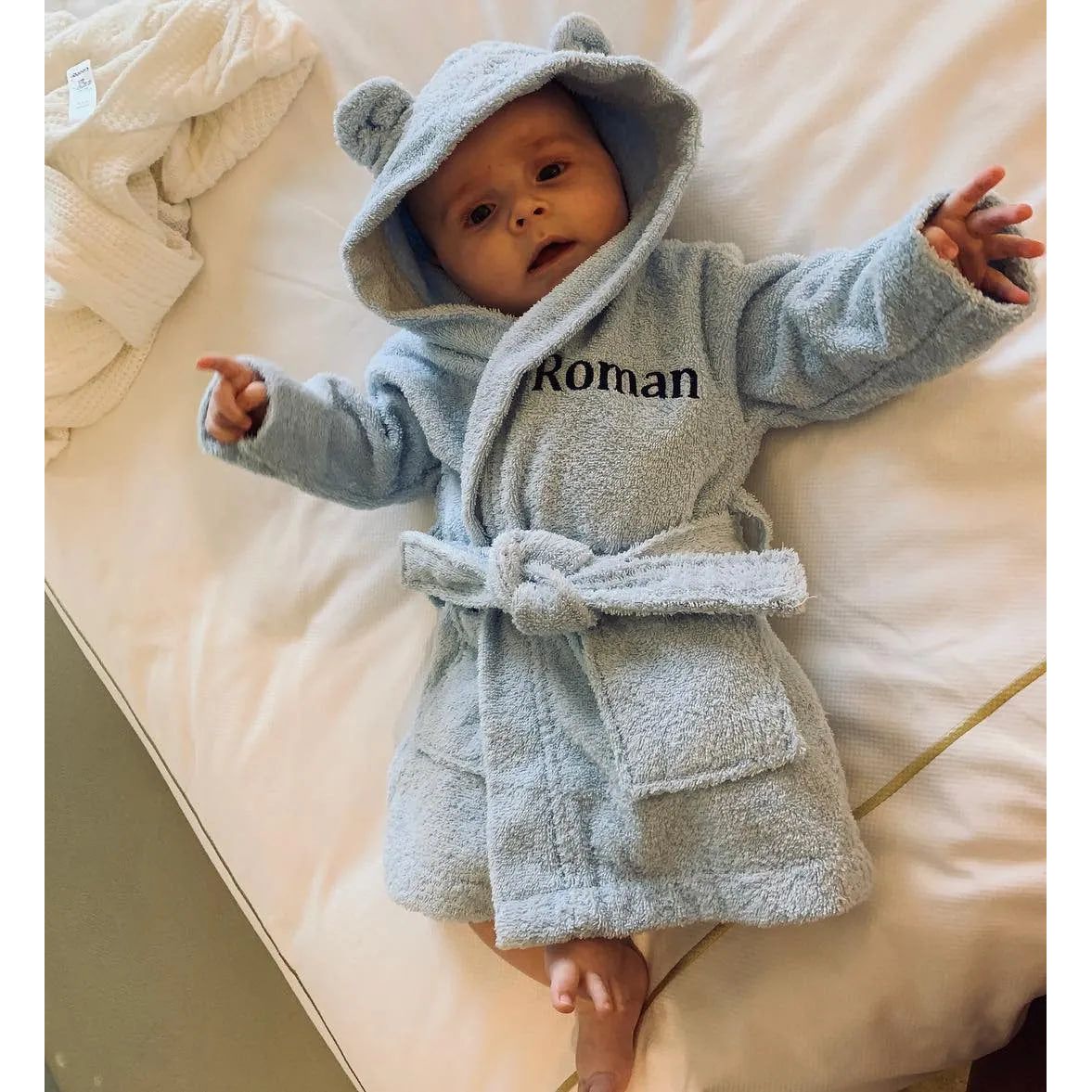 Personalised Light Pink Teddy Bear Cotton Dressing Gown