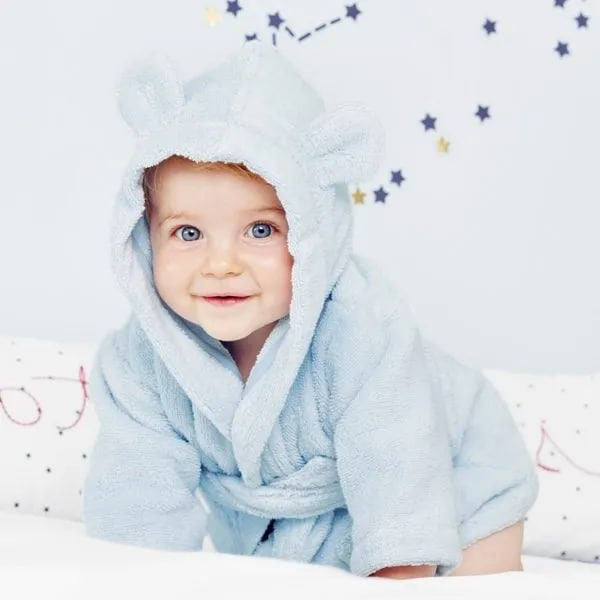 Personalised Light Blue Teddy Bear Cotton Dressing Gown –