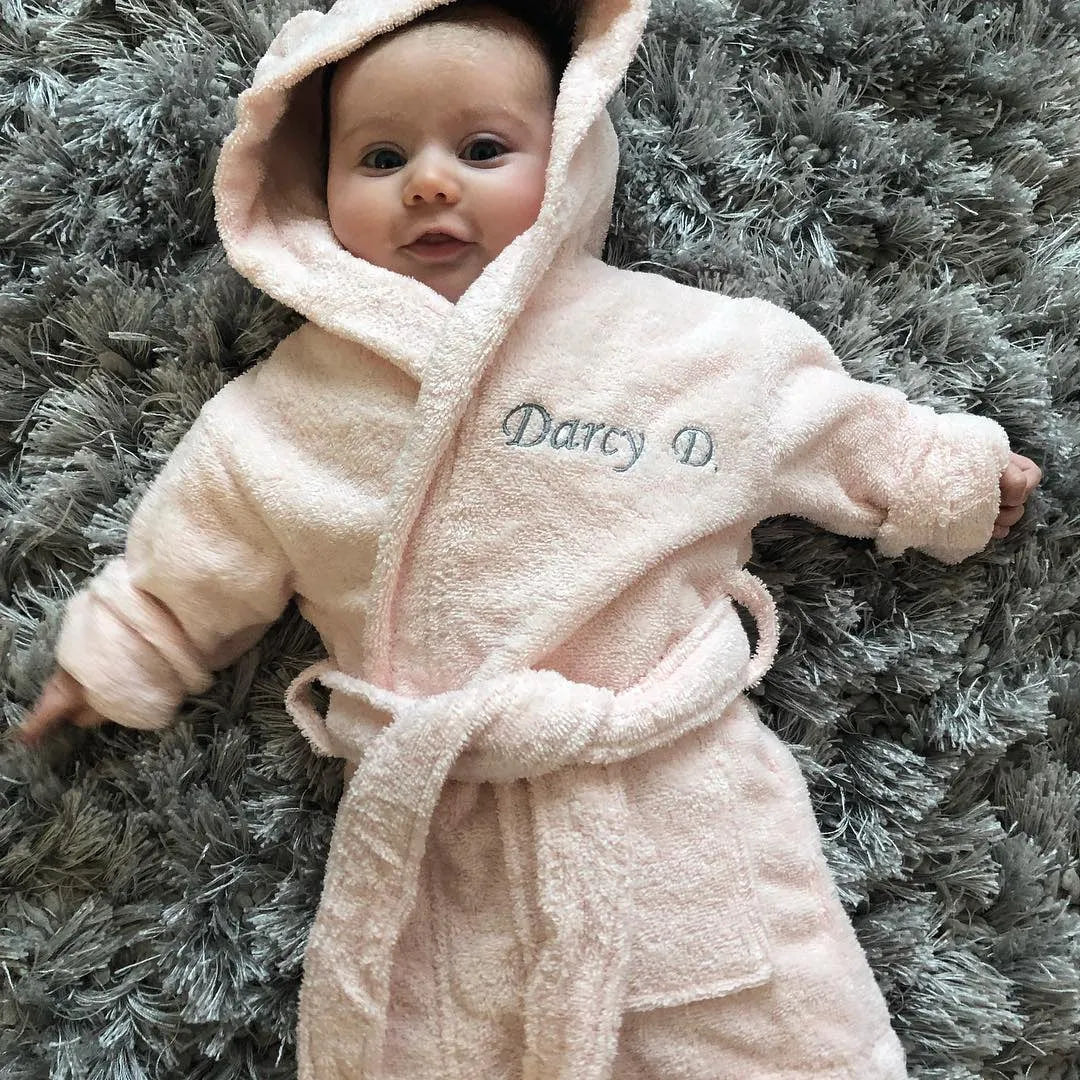 Personalised Light Blue Teddy Bear Cotton Dressing Gown