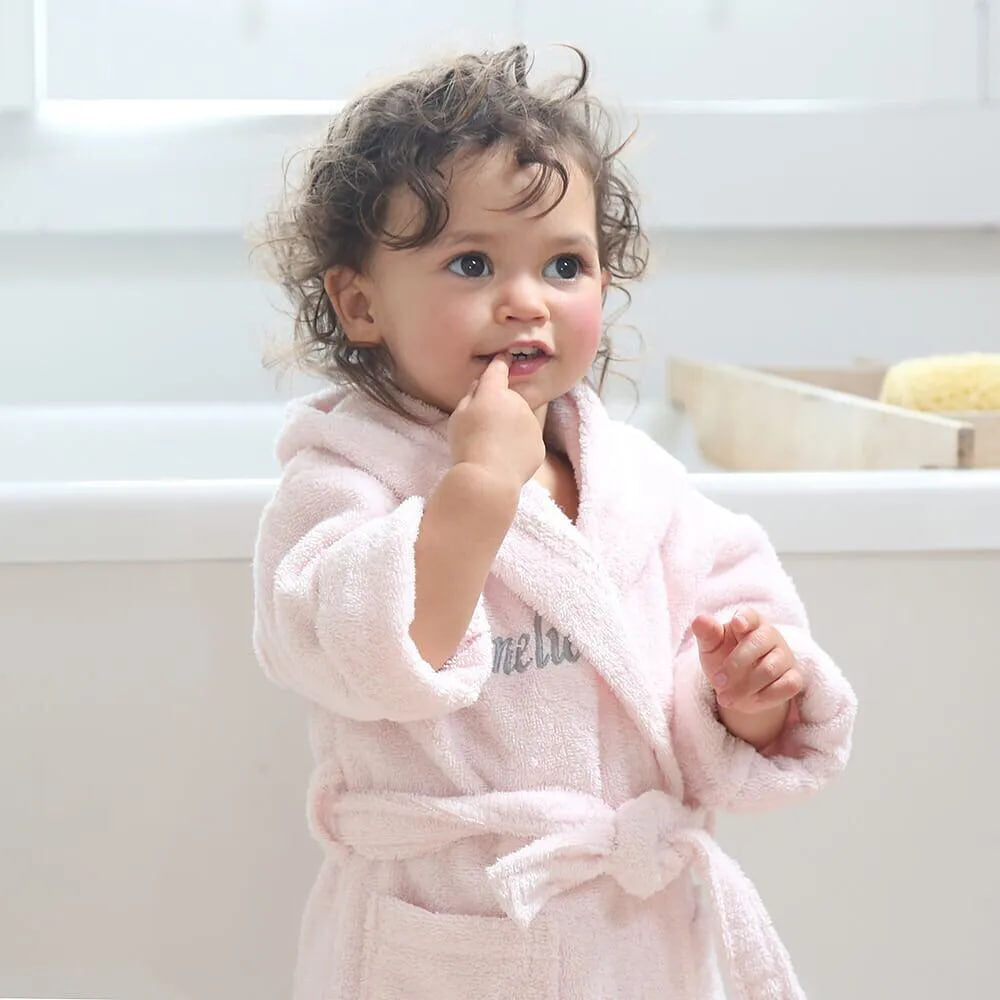 Personalised Light Pink Teddy Bear Cotton Dressing Gown