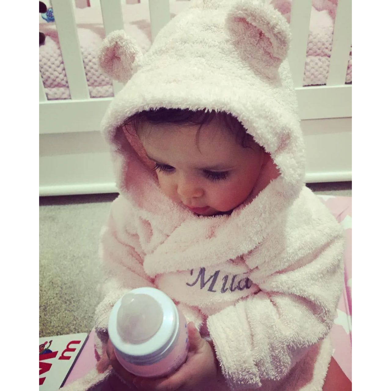 Personalised Light Pink Teddy Bear Cotton Dressing Gown