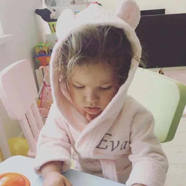 Personalised Light Pink Teddy Bear Cotton Dressing Gown