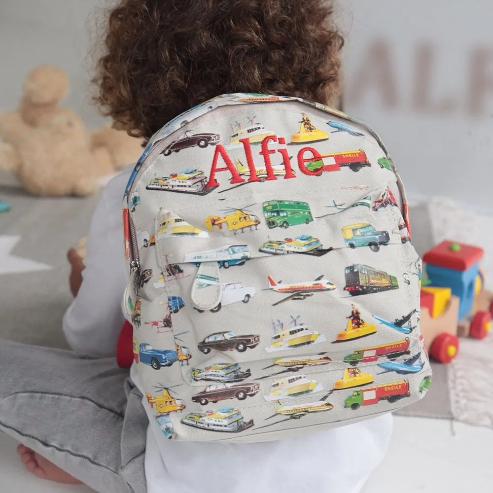 Personalised Retro Cars backpack toddler