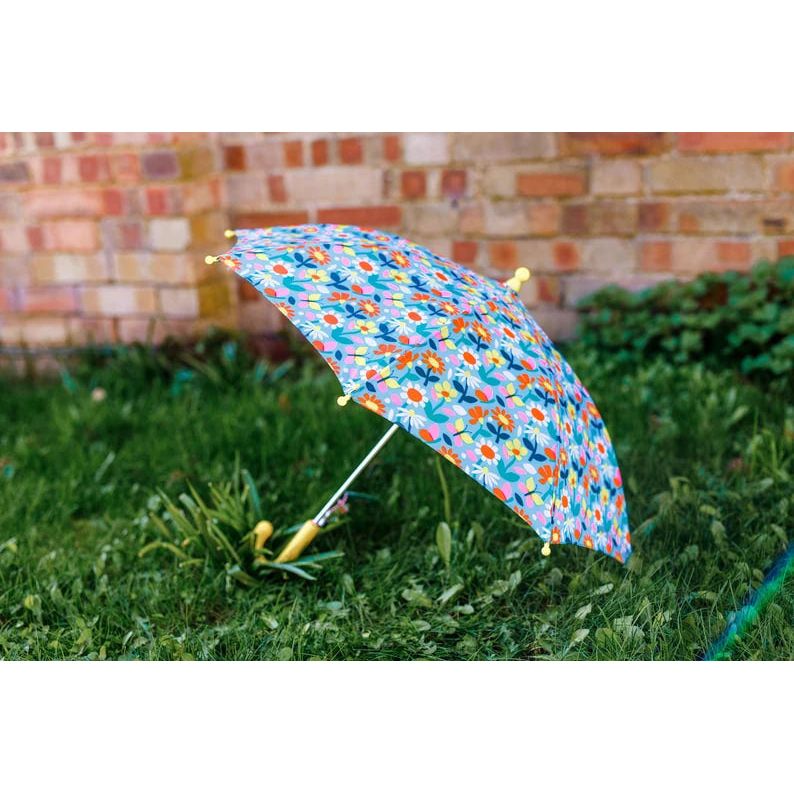 Personalised Kids Floral Flowers Pink Blue Umbrella