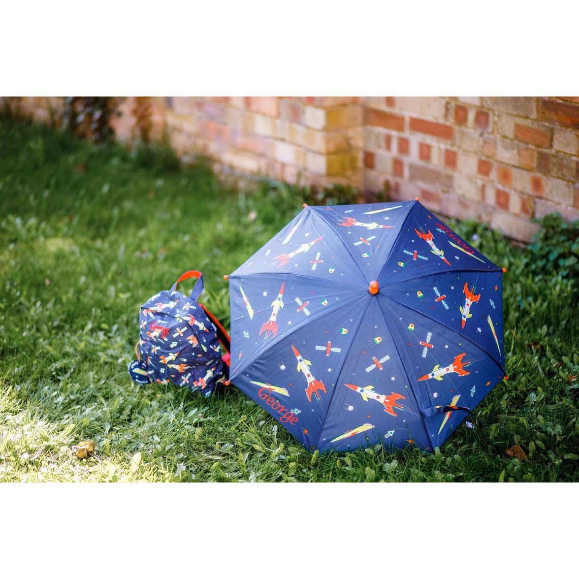 Kids Set Personalised Space Rocket Backpack + Umbrella
