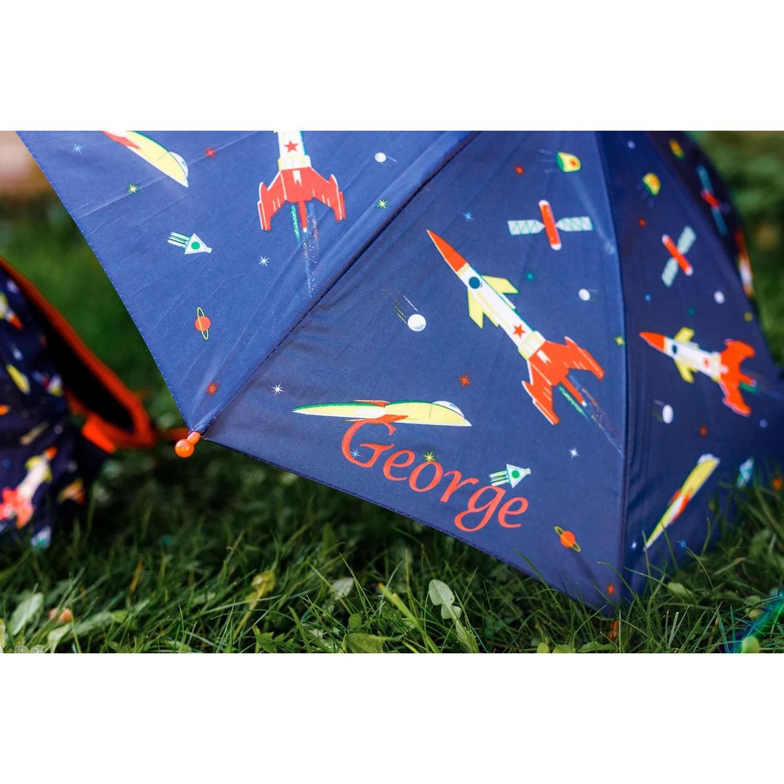 Kids Set Personalised Space Rocket Backpack + Umbrella