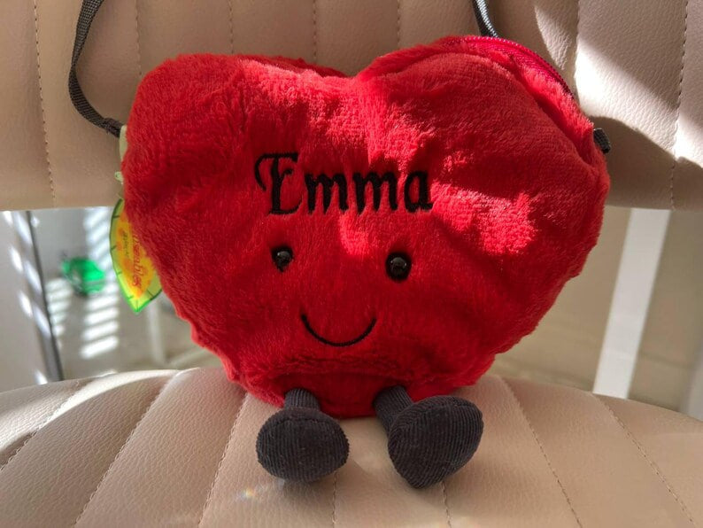 Personalised Kid Plush Red Heart Bag Shoulder