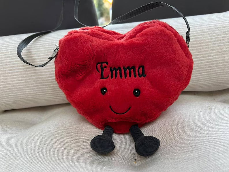 Personalised Kid Plush Red Heart Bag Shoulder