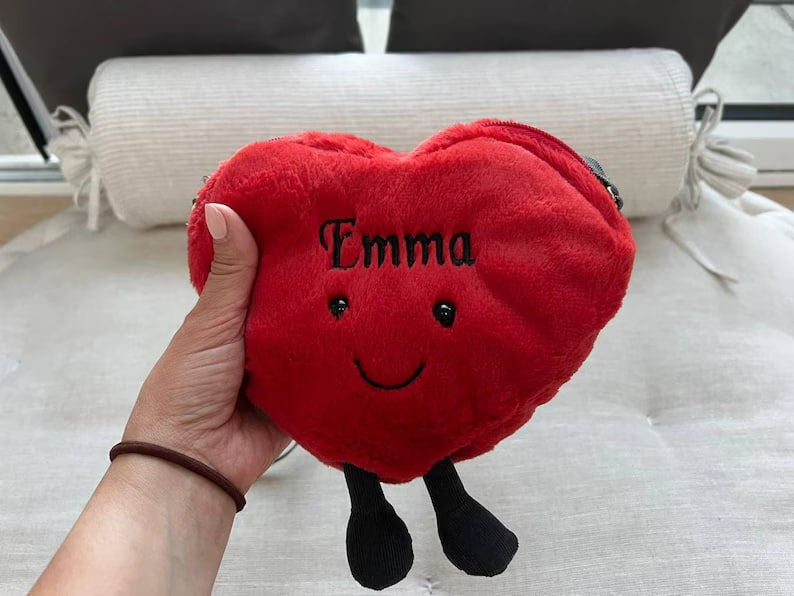 Personalised Kid Plush Red Heart Bag Shoulder