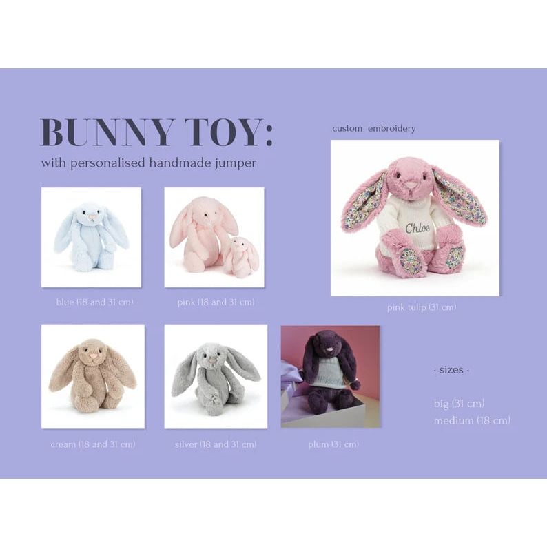 Personalised bashful Bunny Flower Pink Big