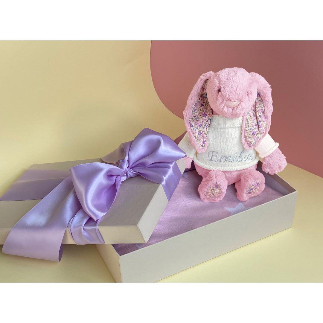 Personalised bashful Bunny Flower Pink Big